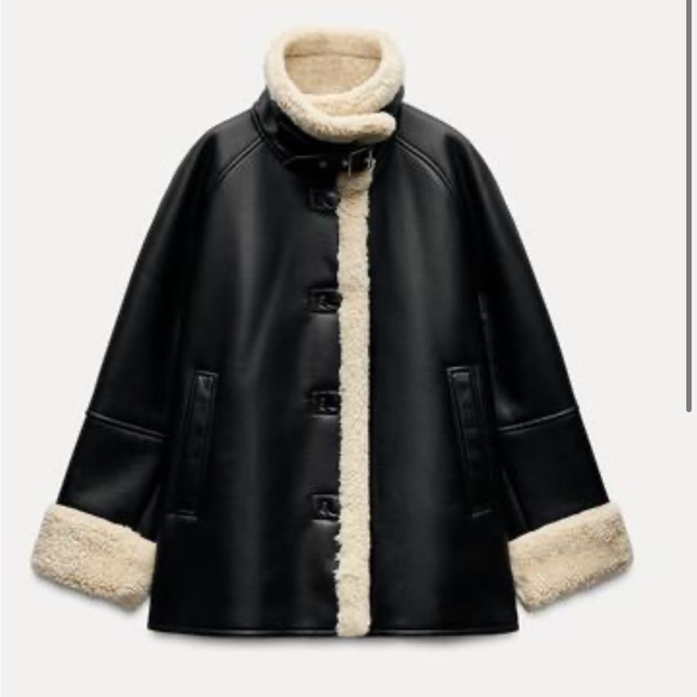 Black Shearling-Lined Women's Coat